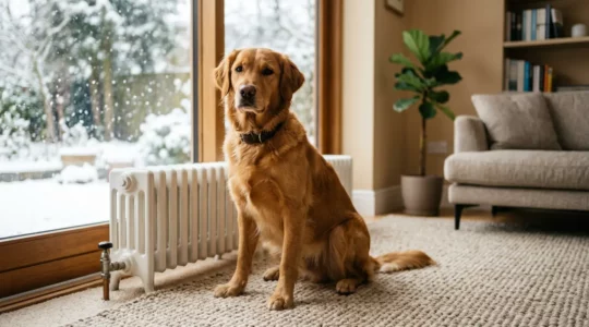 Chien en hiver nécessitant une protection antiparasitaire toute l'année