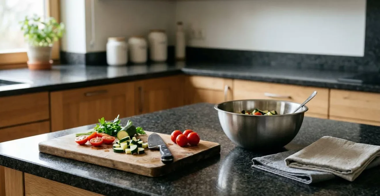 Scène de cuisine montrant les risques de contamination alimentaire par les rongeurs et les bactéries pathogènes