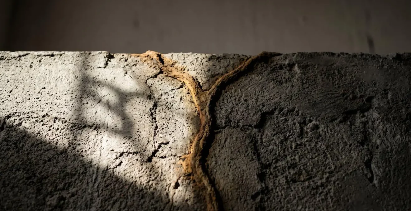 Vue rapprochée d'un cordonnet de termites sur surface murale avec texture visible