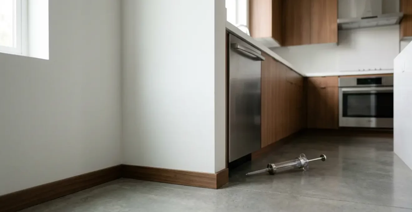 Technicien appliquant un traitement ciblé contre les nuisibles dans un environnement domestique