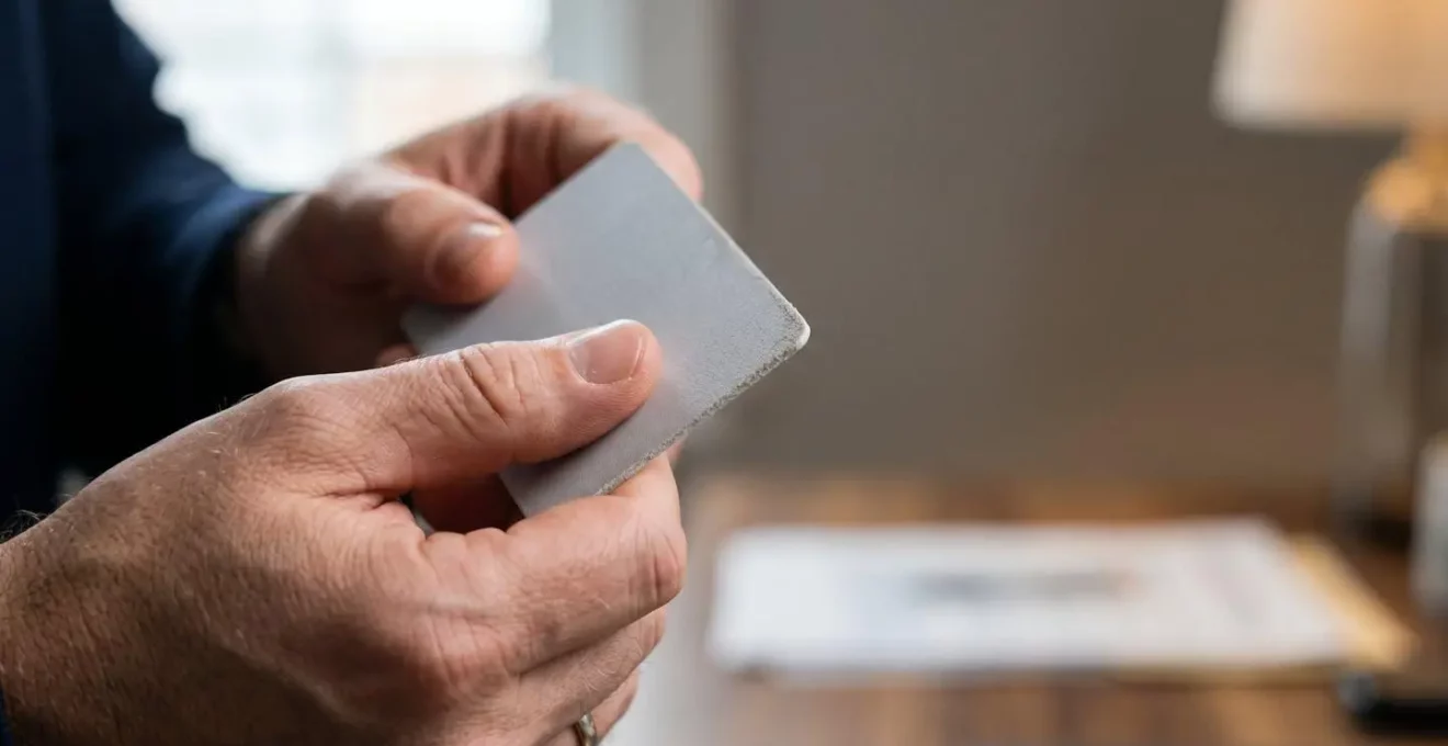 Gros plan sur les mains d'une personne vérifiant attentivement un document de certification professionnel