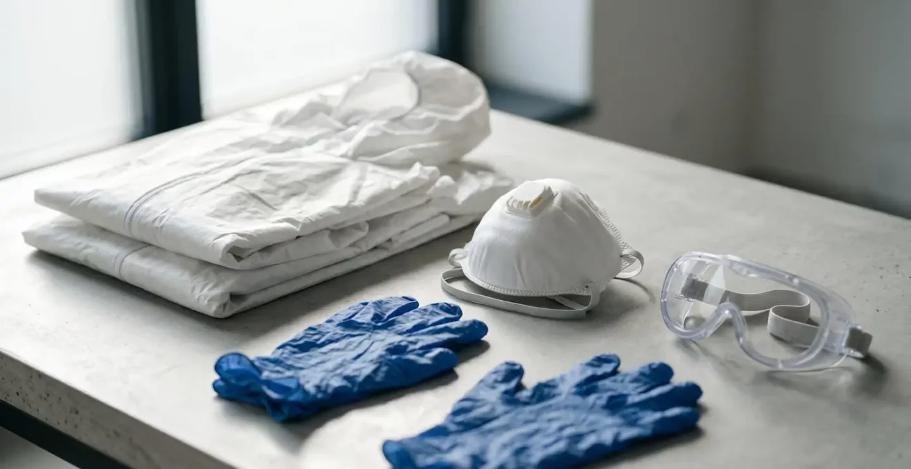 Équipements de protection individuelle disposés pour intervention en milieu contaminé