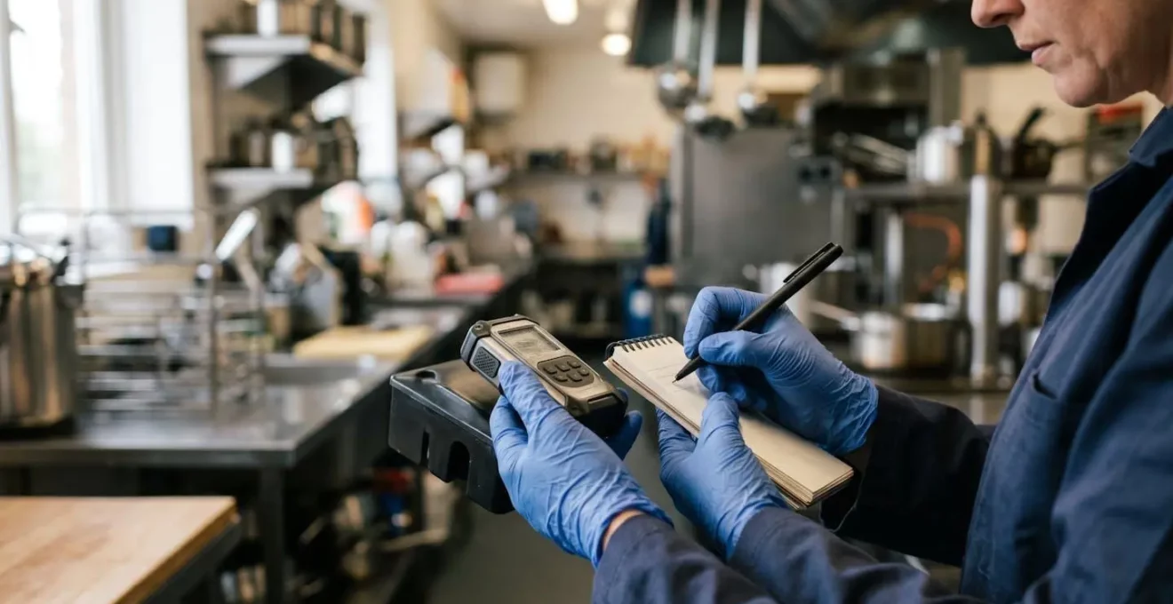Technicien professionnel documentant une intervention de lutte antiparasitaire